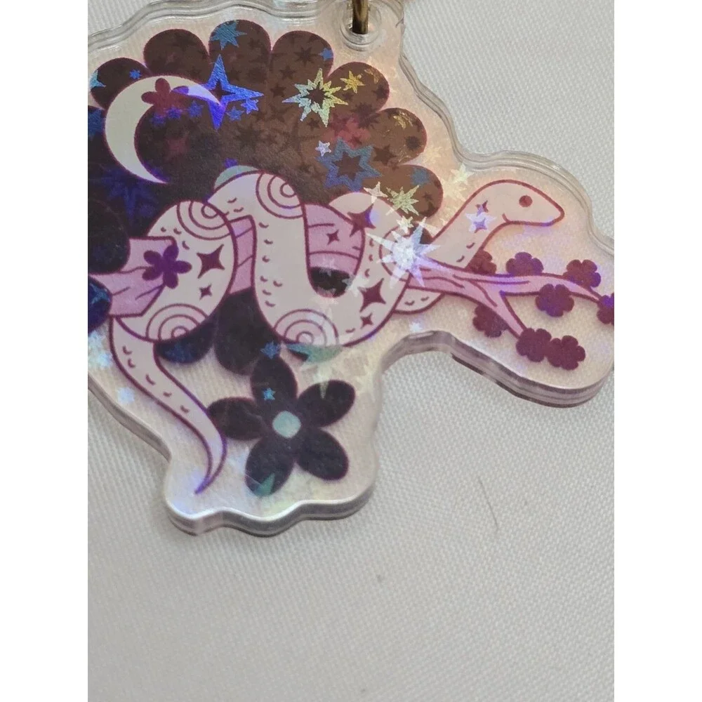 Chinese Zodiac Year of the Snake Celestial Holographic Acrylic Keychain Reptile